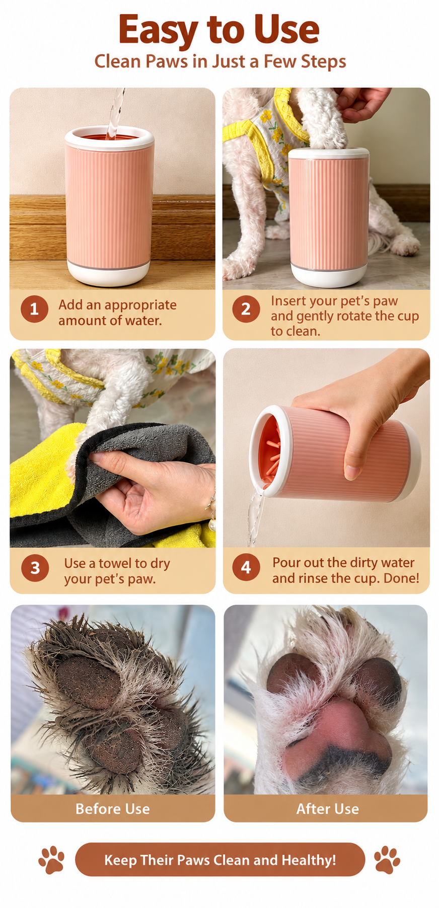 Fielora Mini Pet Paw Washer | Dog Paw Washer